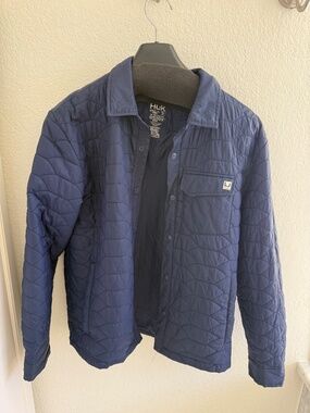 Huh Lightweight Mens Scale Shacket - Small Navy